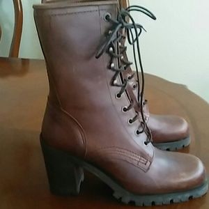Guess brown Leather Combat Boots. Size 8